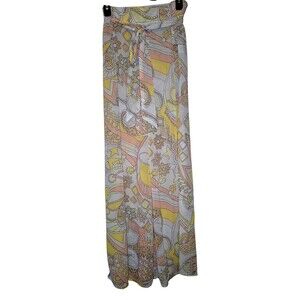 MODCLOTH Womens Pants Sz L Paisley Proven Groovy Chiffon Wide Leg Sheer RETRO